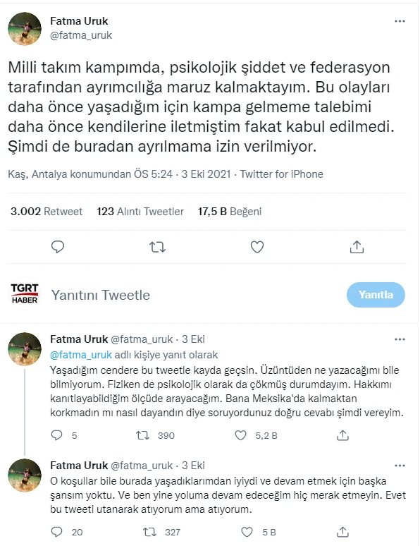Fatma Uruk'tan milli takımda 'ayrımcılık ve şiddet' iddiası! Disiplin kuruluna sevk edildi